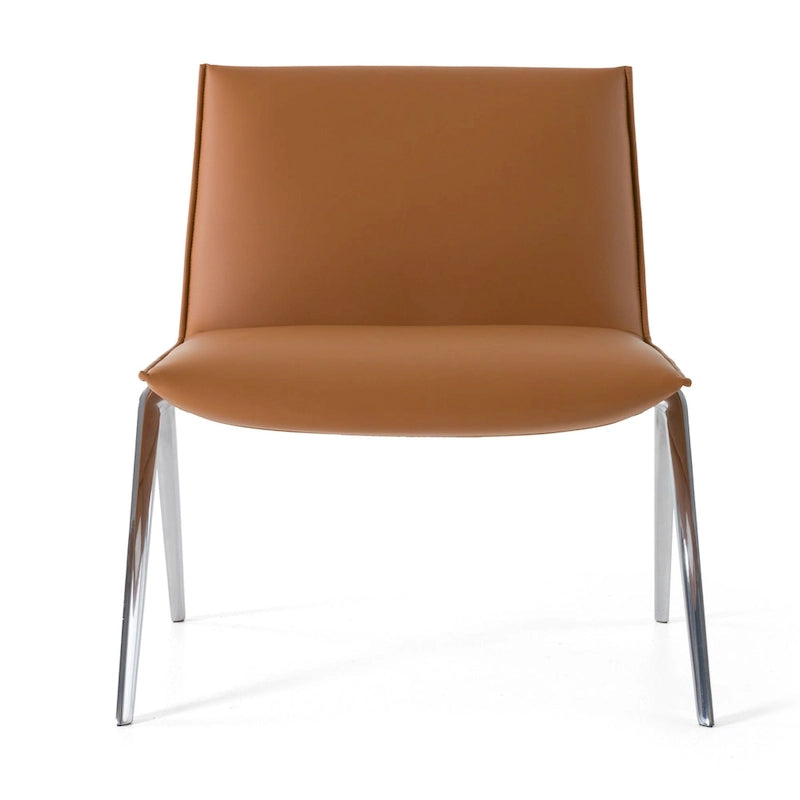 Chaise de bureau d'appoint en cuir végétalien couleur camel, style moderne