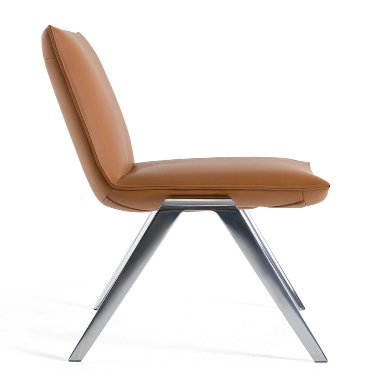 Chaise de bureau d'appoint en cuir végétalien couleur camel, style moderne