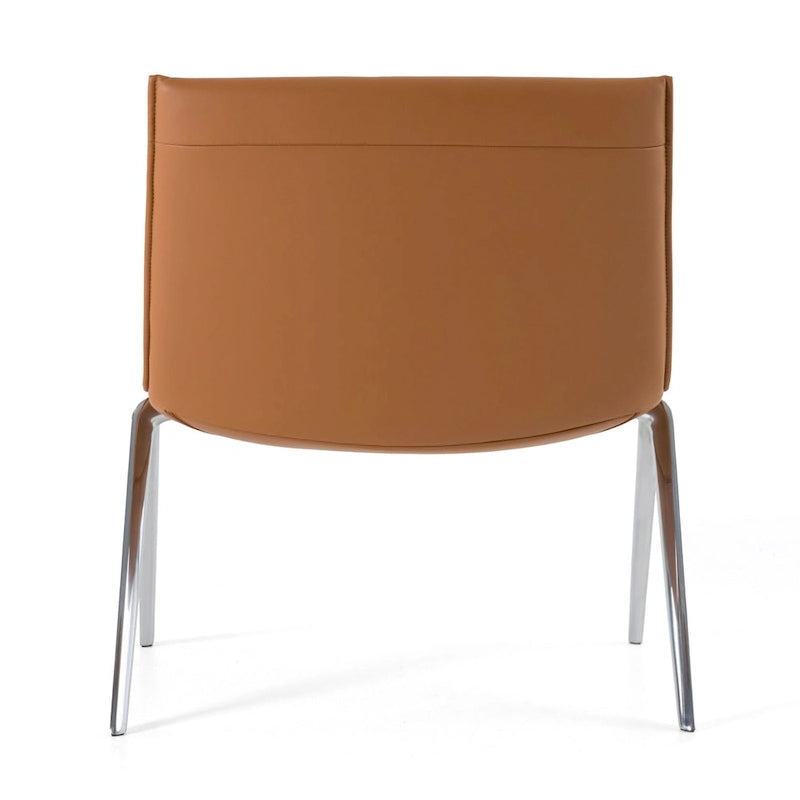 Chaise de bureau d'appoint en cuir végétalien couleur camel, style moderne