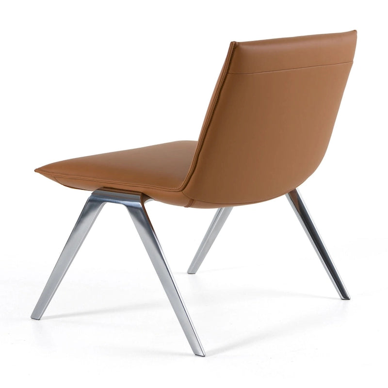 Chaise de bureau d'appoint en cuir végétalien couleur camel, style moderne