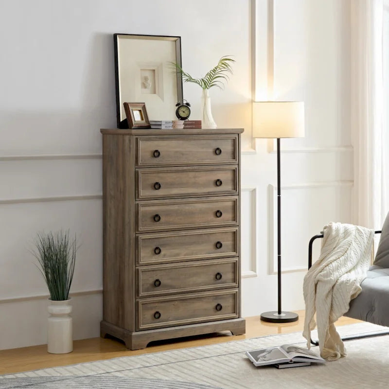 Commode moderne à 6 tiroirs, commode de chambre, grande commode, organisateur de placard et rangement de vêtements