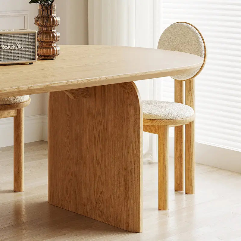 Table de salle à manger ovale moderne de 180 cm, Table de cuisine en bois massif pour 6 personnes - 180 x 90 cm