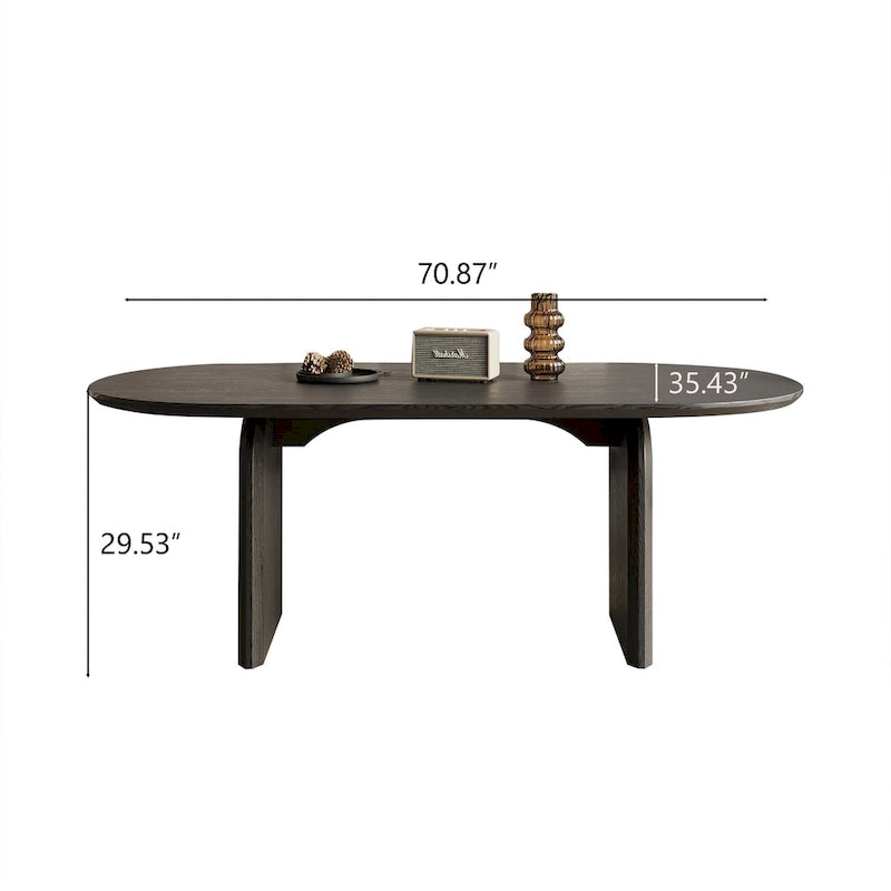 Table de salle à manger ovale moderne de 180 cm, Table de cuisine en bois massif pour 6 personnes - 180 x 90 cm