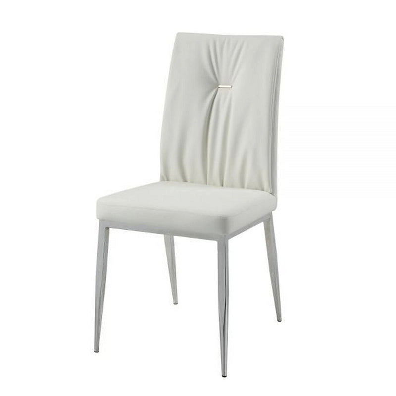 Chaises de salle à manger de 56 cm (Lot de 2) — Dossiers capitonnés, beige avec finition chromée