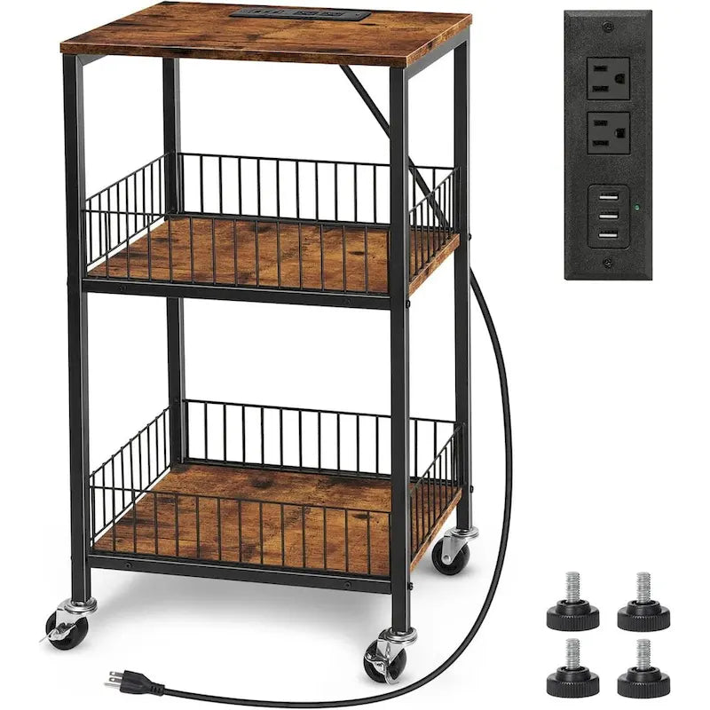 Table d'appoint à 3 niveaux avec station de charge
