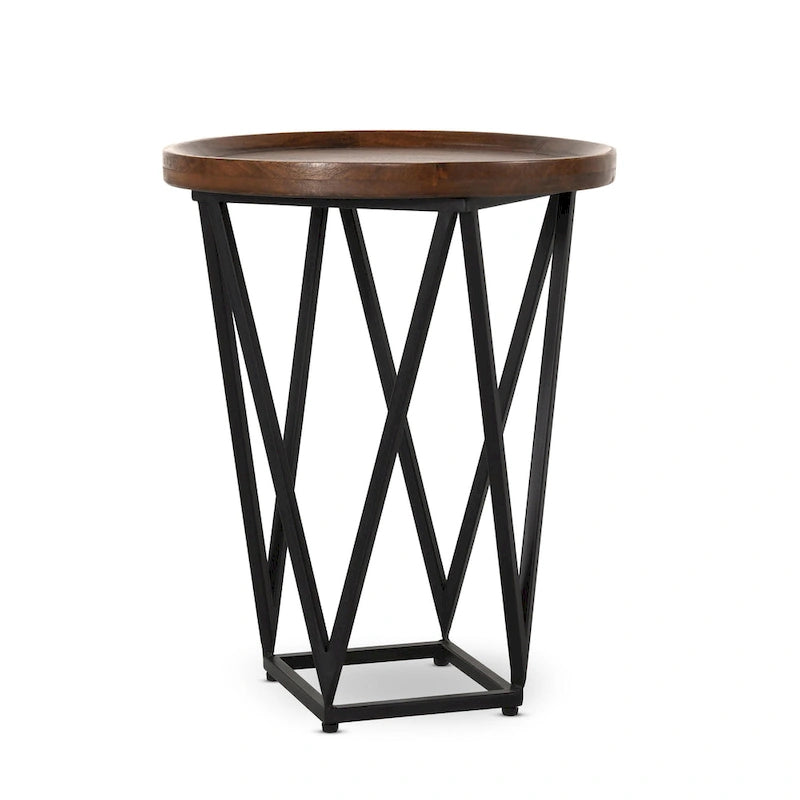 Table d'appoint en manguier brun moyen