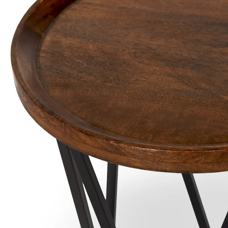 Table d'appoint en manguier brun moyen