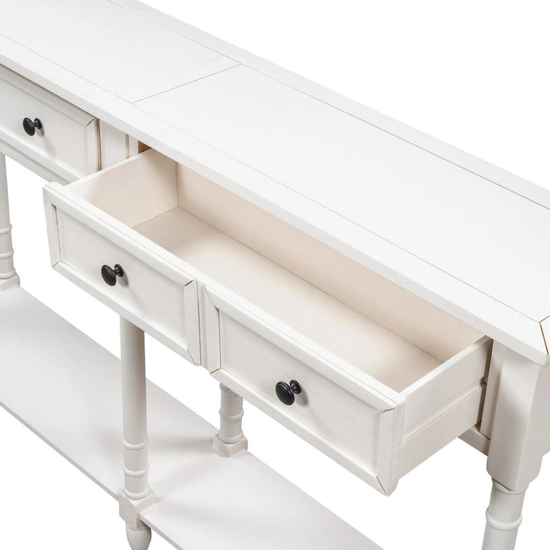 Console Table Table d'appoint Montage facile avec deux tiroirs de rangement et étagère inférieure pour le salon, l'entrée