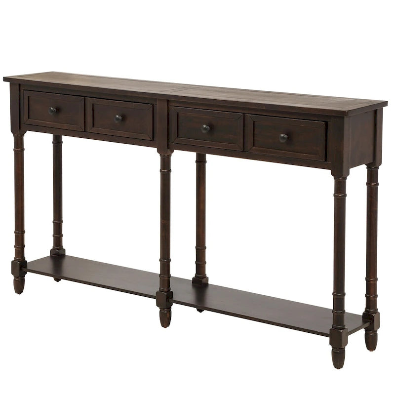 Console Table Table d'appoint Montage facile avec deux tiroirs de rangement et étagère inférieure pour le salon, l'entrée