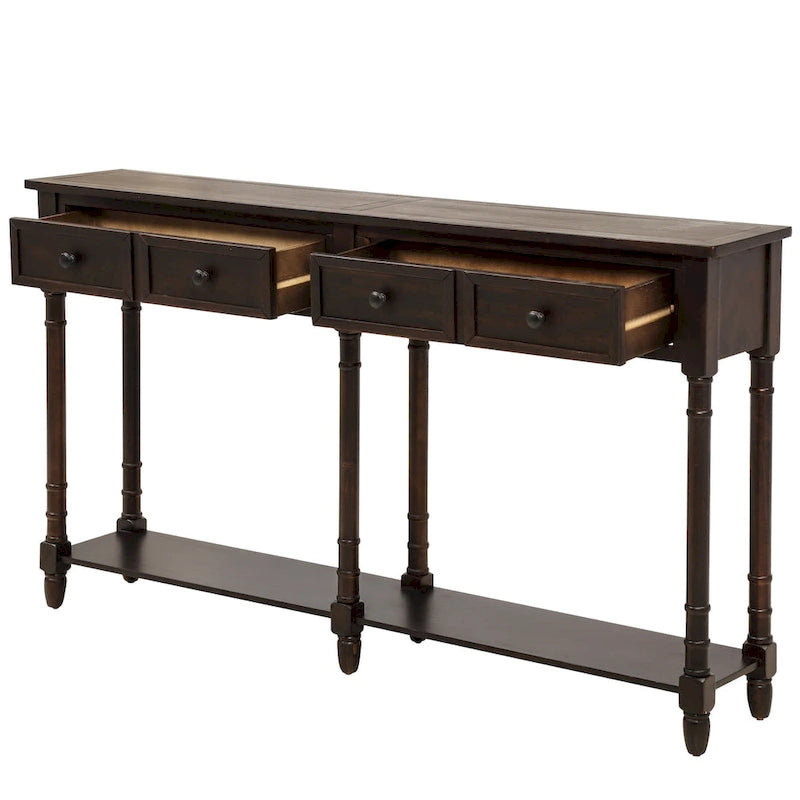 Console Table Table d'appoint Montage facile avec deux tiroirs de rangement et étagère inférieure pour le salon, l'entrée